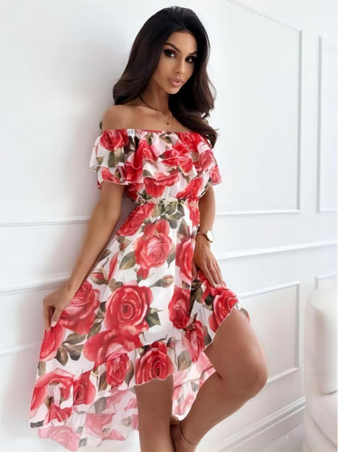 Levoire | Robe Epaules Nues Flatteur Et Leger Rouge/Blanc Femmes