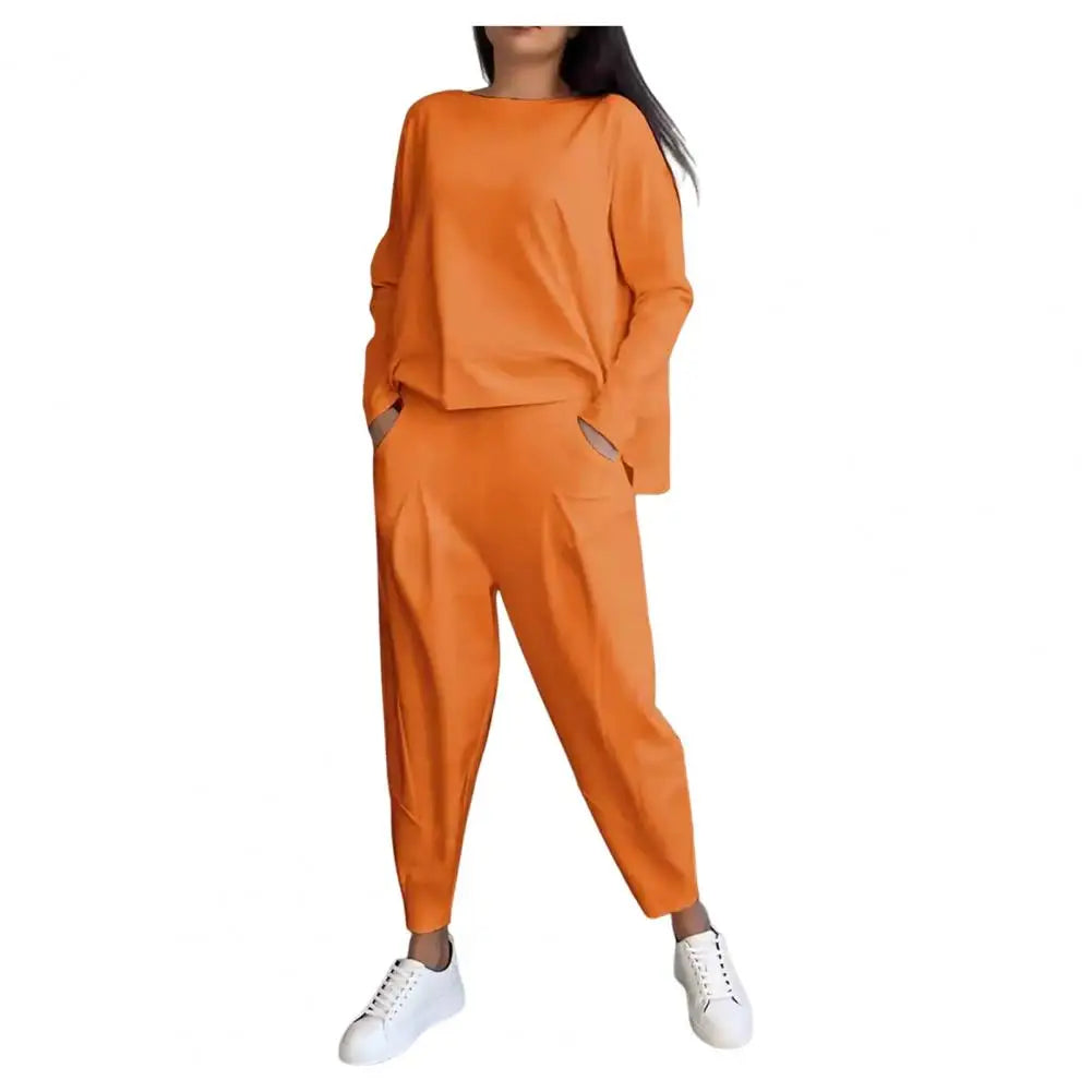 Levoire | Ensemble Fitness Femme Manches Longues Pantalon Orange