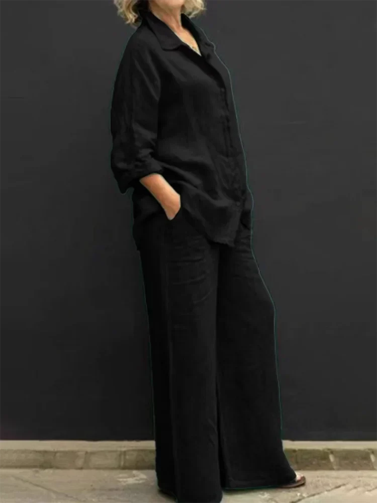 Levoire | Collection Vintage Lin En Deux Pièces Pour Femmes Noir
