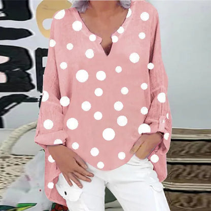 Levoire | Élégant Haut À Manches Longues À Motif À Pois Rosa