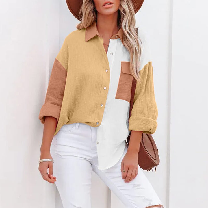 Levoire | Blouse Avec Des Couleurs Estivales Jaune-Blanc