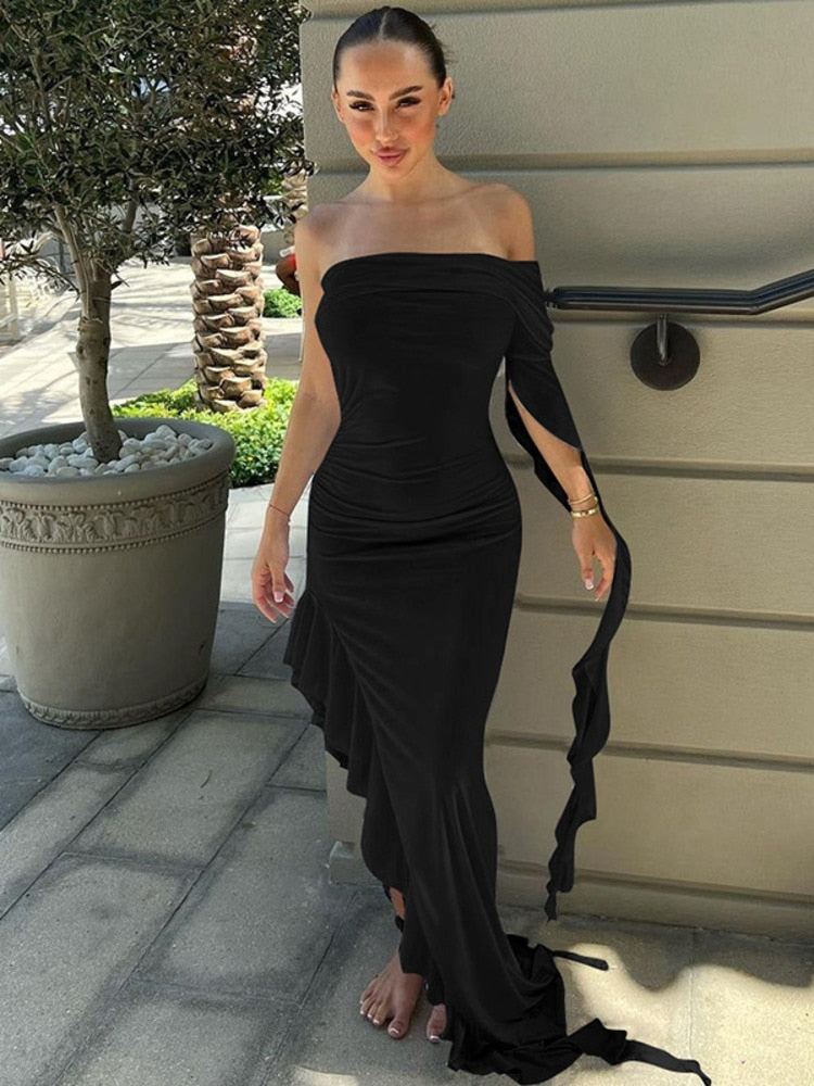 Levoire | Robes Maxi À Fente Haute Froncées