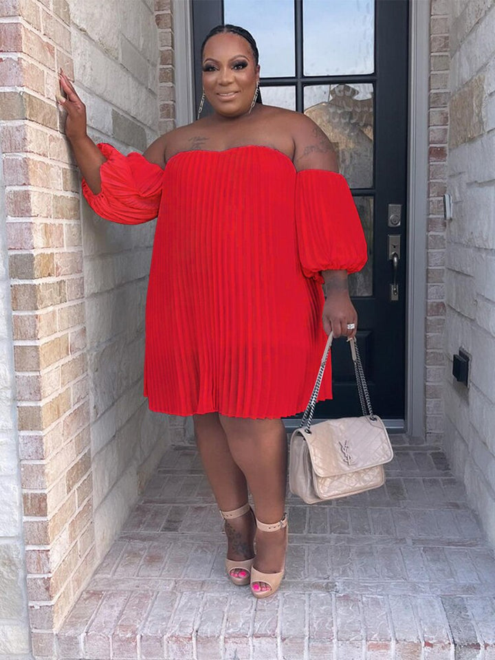 Levoire | Robe Sans Manches En Chiffon À Épaules Dénudées Plissée Rot