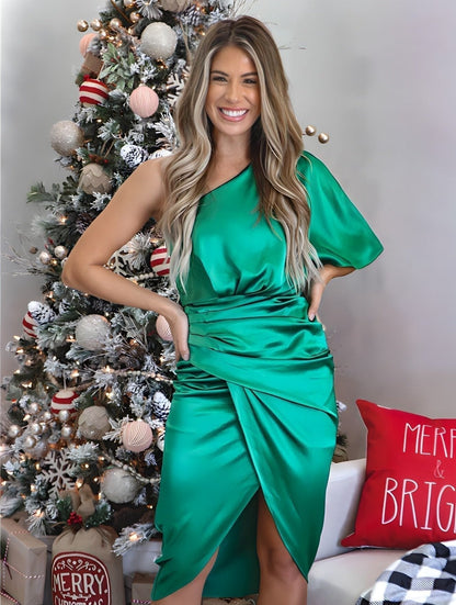 Levoire | Robe Soie Fête Élégante Vert