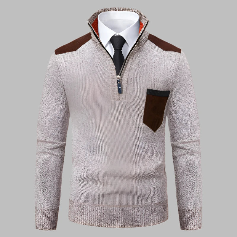 Levoire | Pull Décontracté Avec Fermeture Éclair Pour Un Look Sportif Beige