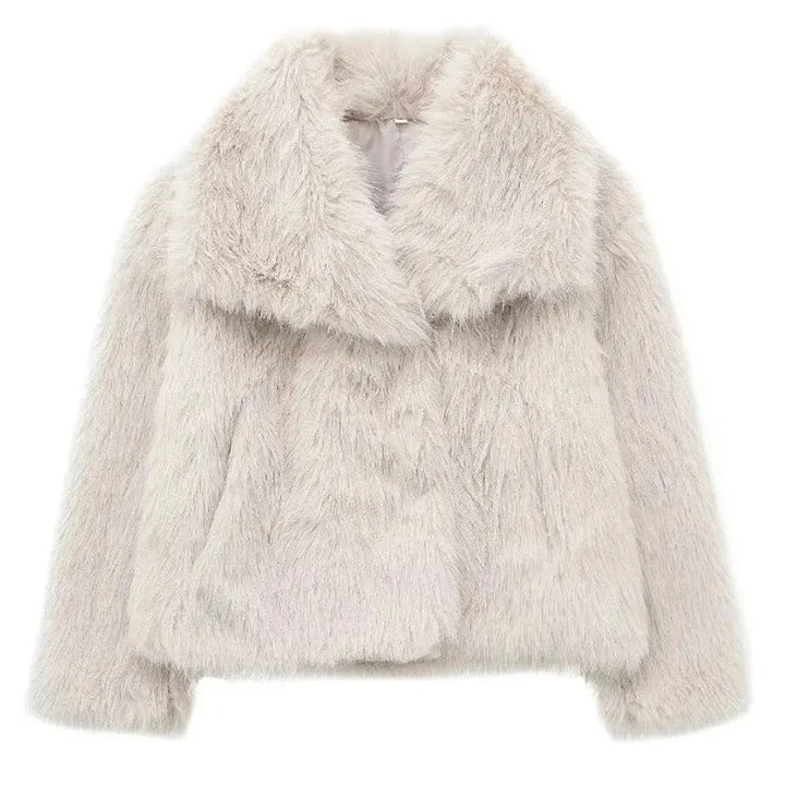 Levoire | Veste En Fausse Fourrure Streetwear Stylée Beige Blanc
