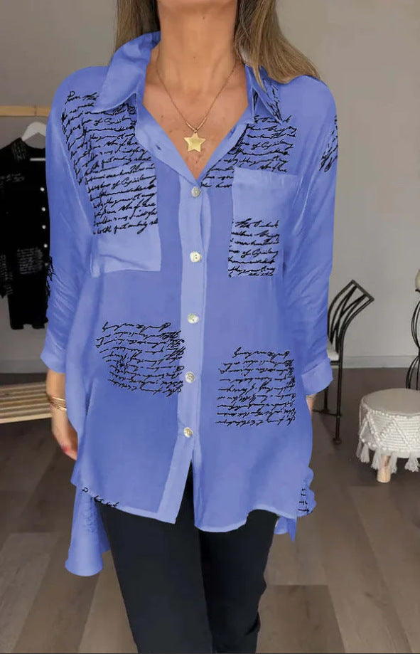 Levoire | Chemise Tendance Avec Détail Fente Bleu