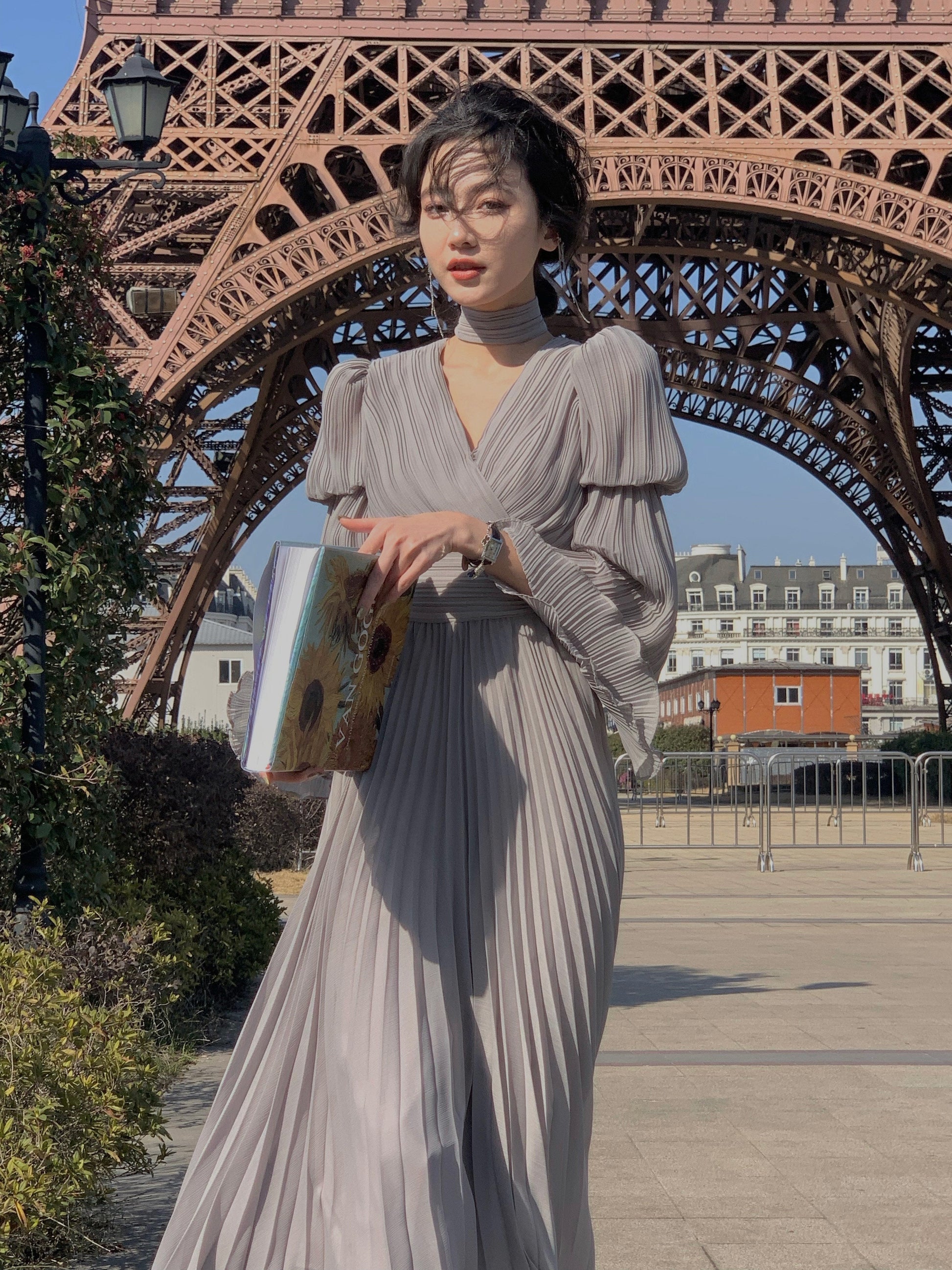 Levoire | Robe Maxi Plissée Vintage Sans Manches