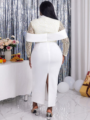 Levoire | Dentelle Col Haut Robe D'Été Bodycon Maxi Robe