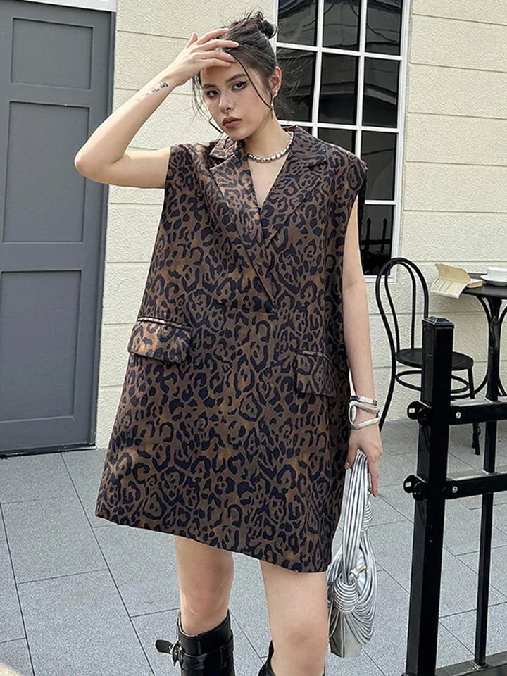 Levoire | Motif Léopard Robe Mini Oversize Lâche Leopardi-motif Une taille