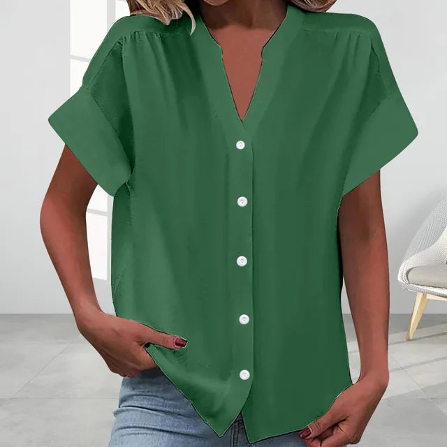 Levoire | Rento V-Cut Top À Col En V À Manches Courtes Vert