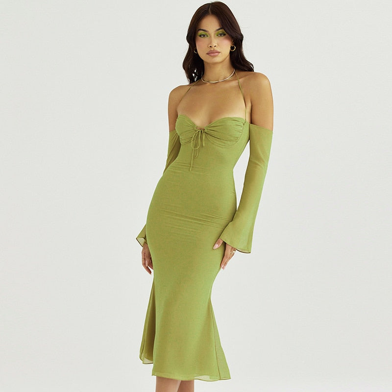 Levoire | Robes Midi Longues À Épaules Dénudées À Halter