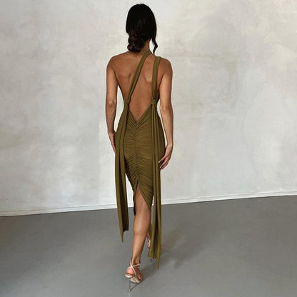 Levoire | Dyp V-Décolleté Dos Nu Sans Bretelles Maxi Robe