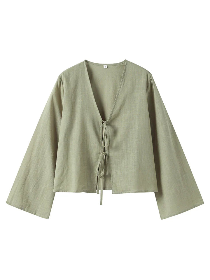 Levoire | Blouse Élégante Avec Lacets Et Manches Longues Vert