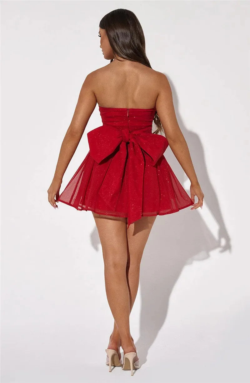 Levoire | Robe Mini À Bretelles Off-Shoulder En Maille Pailletée À Dos Ouvert
