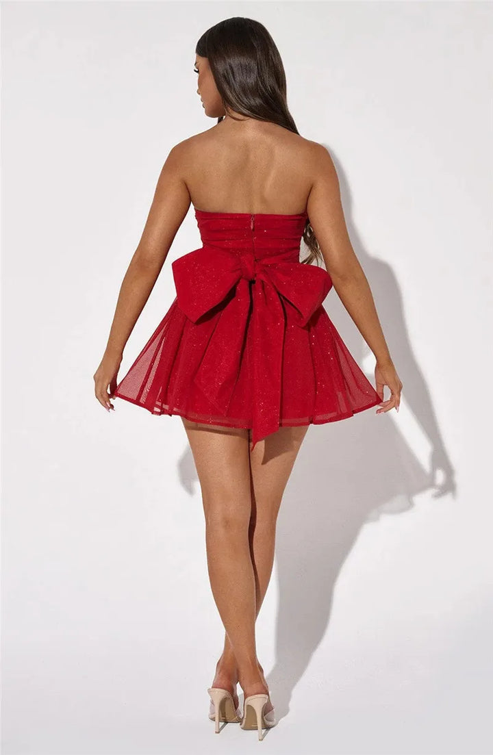 Levoire | Robe Mini À Bretelles Off-Shoulder En Maille Pailletée À Dos Ouvert