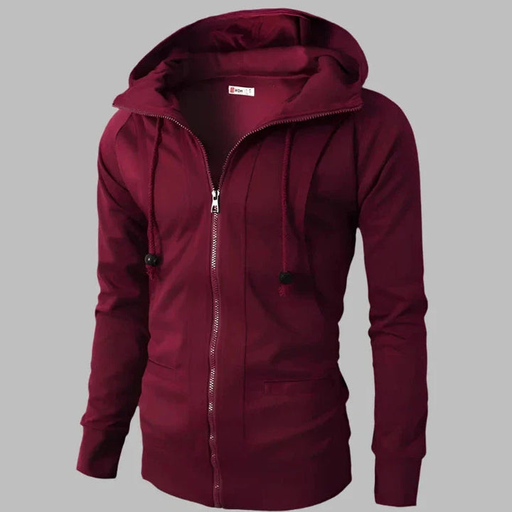 Levoire | Sweat À Capuche Robuste Pour Hommes Avec Fermeture Éclair Bordeaux