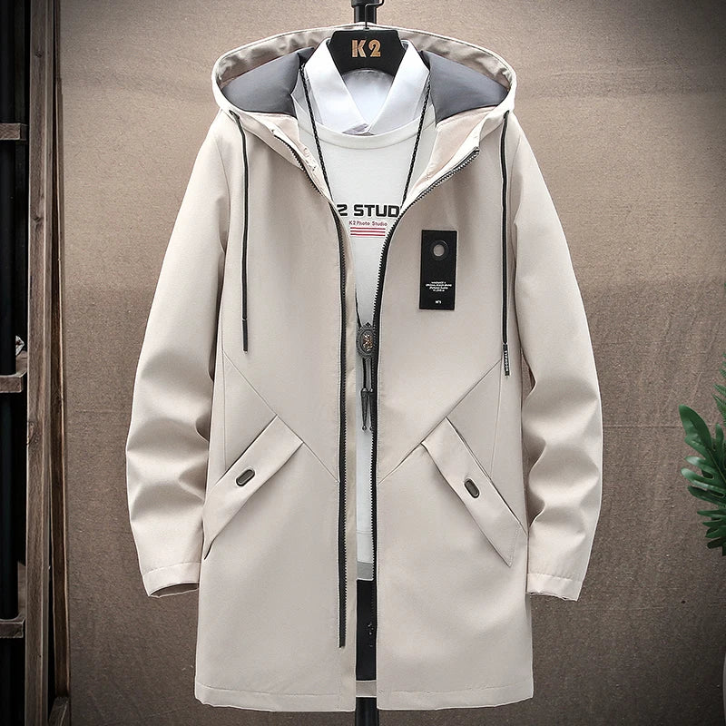 Levoire | Veste de Pluie Classique Homme Longue avec Capuche Beige
