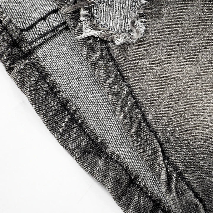 Levoire | Crop Top En Denim Brodé Mini Micro Y2K Jupe Corset Ensemble À Lacets
