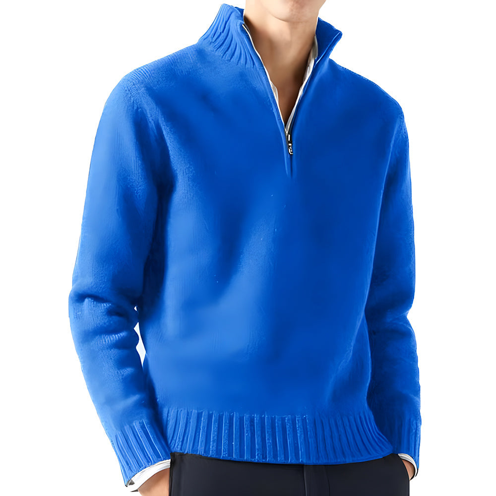 Levoire | Pull À Col Roulé Avec Zip Bleu