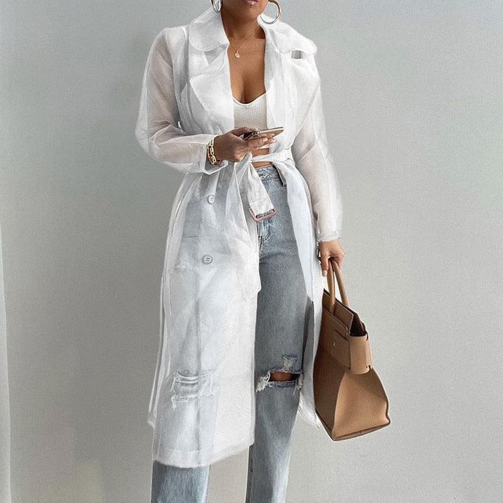 Levoire | Veste Mi-Longue À Manches Longues Avec Fermeture À Boutons Blanc