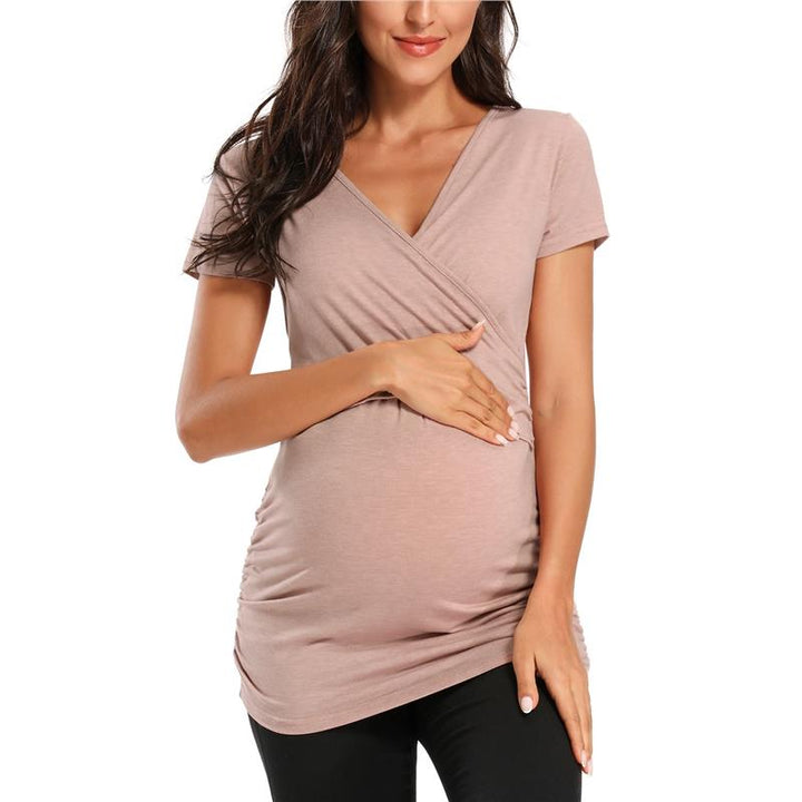 Levoire | T-Shirt Facile À Allaiter Grâce Aux Ouvertures Au Niveau De La Poitrine Rosa à manches courtes