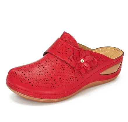 Levoire | Sandales Plättikät À Bout Fermé Avec Motif Floral Rot