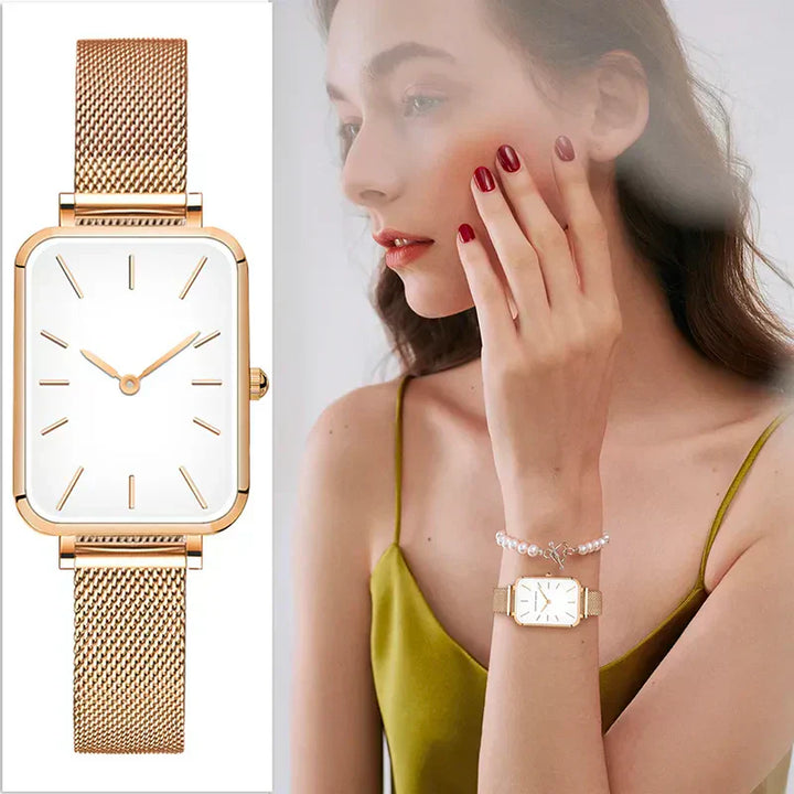 Levoire | Montre Rectangulaire Pour Femmes Avec Bracelet En Acier