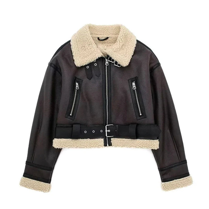 Levoire | Veste à manches longues en polaire doublée avec ceinture et zip Braun