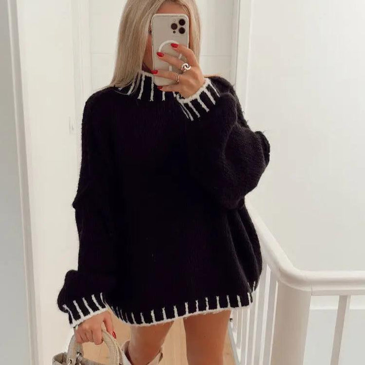 Levoire | Pull long décontracté à manches longues chaud et confortable Noir