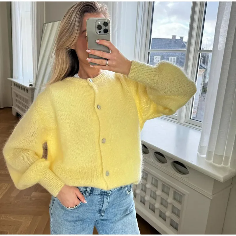Levoire | Douce Veste En Tricot Jaune