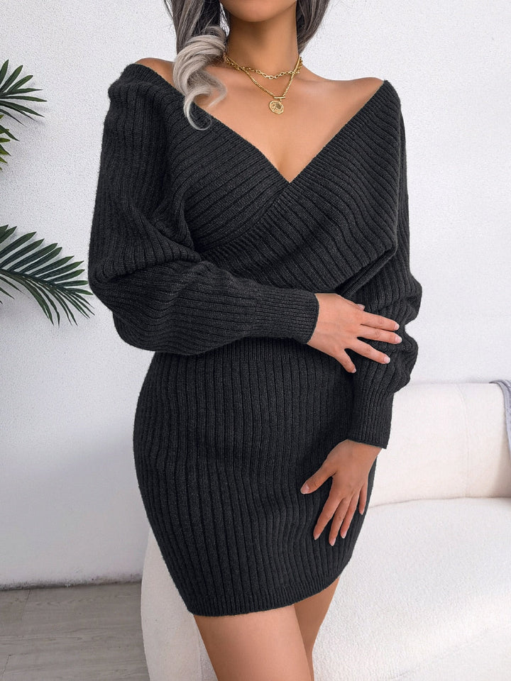 Levoire | Robe Tricot Été Col V Décontractée Noir
