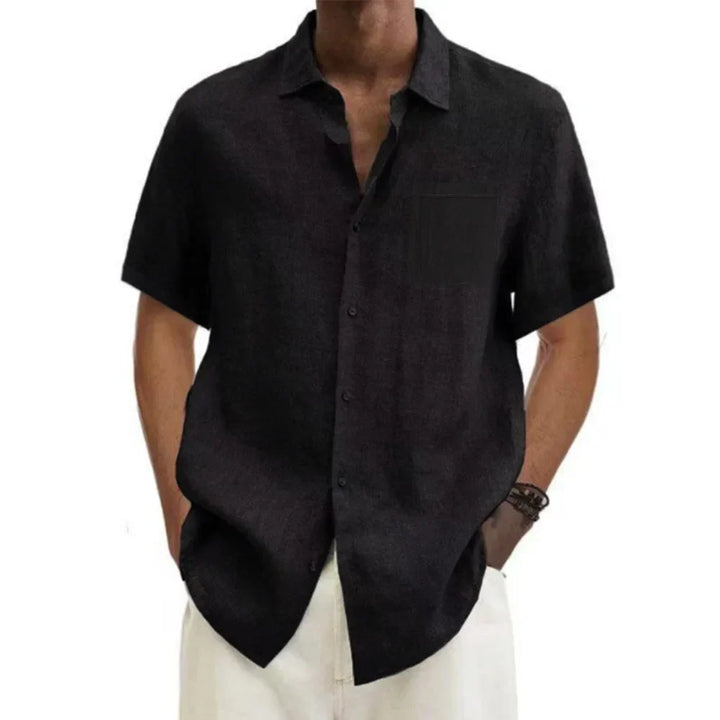 Levoire | Chemise En Lin Et Coton À Manches Courtes Noir