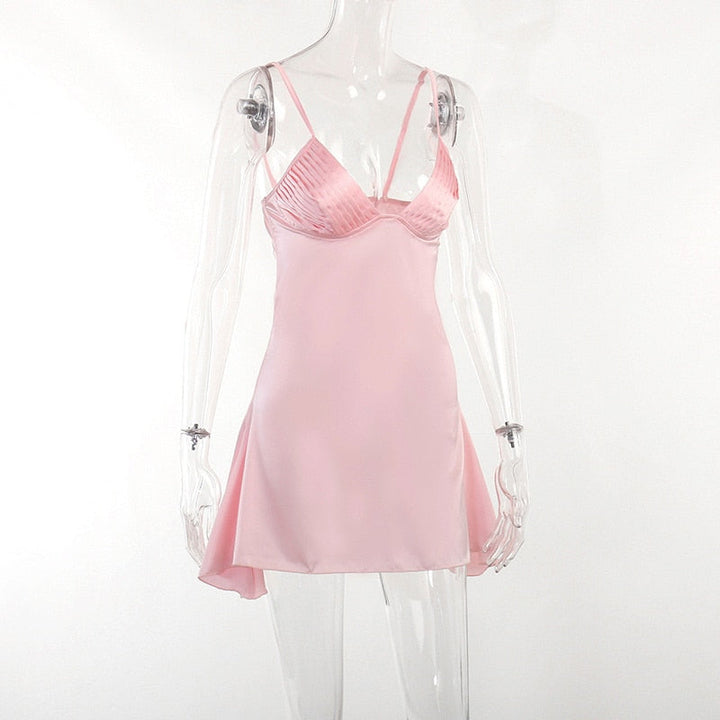Levoire | Velours Spaghetti Dip V-Sans Manches Mini Robes