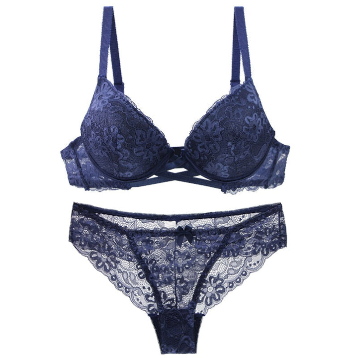 Levoire | Ensemble De Lingerie Push-Up En Dentelle Grande Taille Bleu foncé