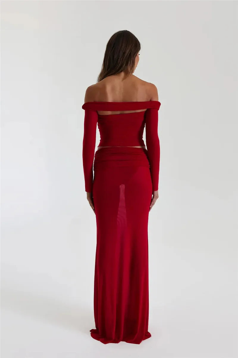 Levoire | Bustier Transparent Sans-Manches Ensemble Crop Et Jupe Longue