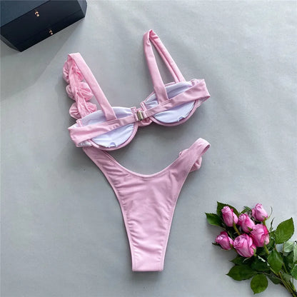 Levoire | Maillot De Bain Deux Pièces Avec Motif De Roses Élégant