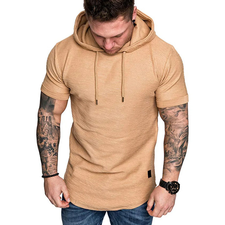 Levoire | Sweat à Capuche Homme Manches Courtes avec Cordon Kaki
