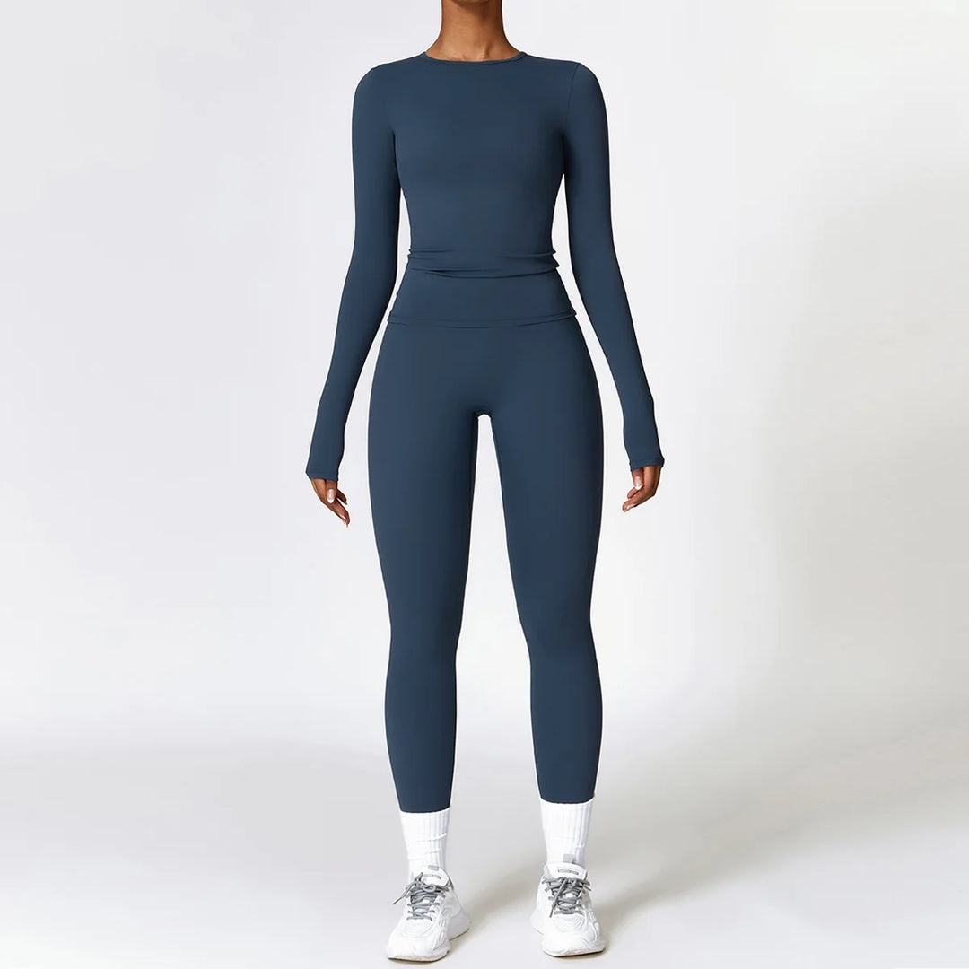 Levoire | Ensemble Homewear Leggings Et Haut À Manches Longues Bleu