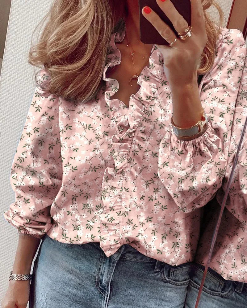 Levoire | Blouse À Manches Longues Avec Volants Rosa