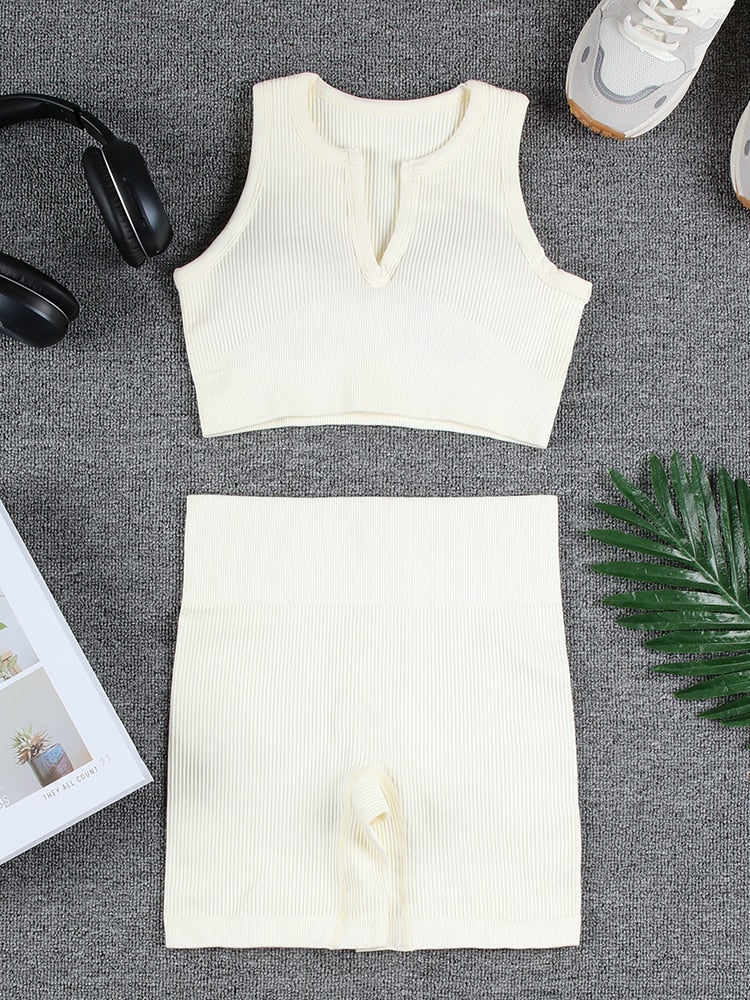 Levoire | Ensemble De Yoga (Court) Avec Un Ajustement Magnifique Blanc