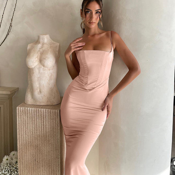 Levoire | Satin Dos Nu Ouverture Robe Maxi