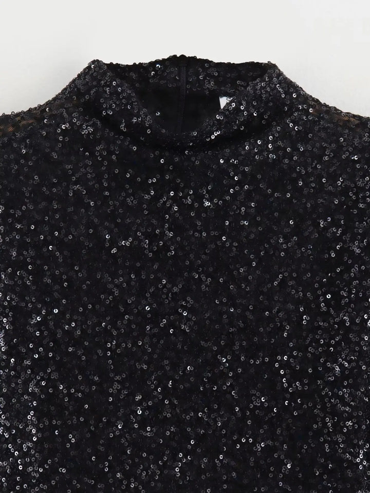 Levoire | Épaule Rembourré Brillant Mini Robe