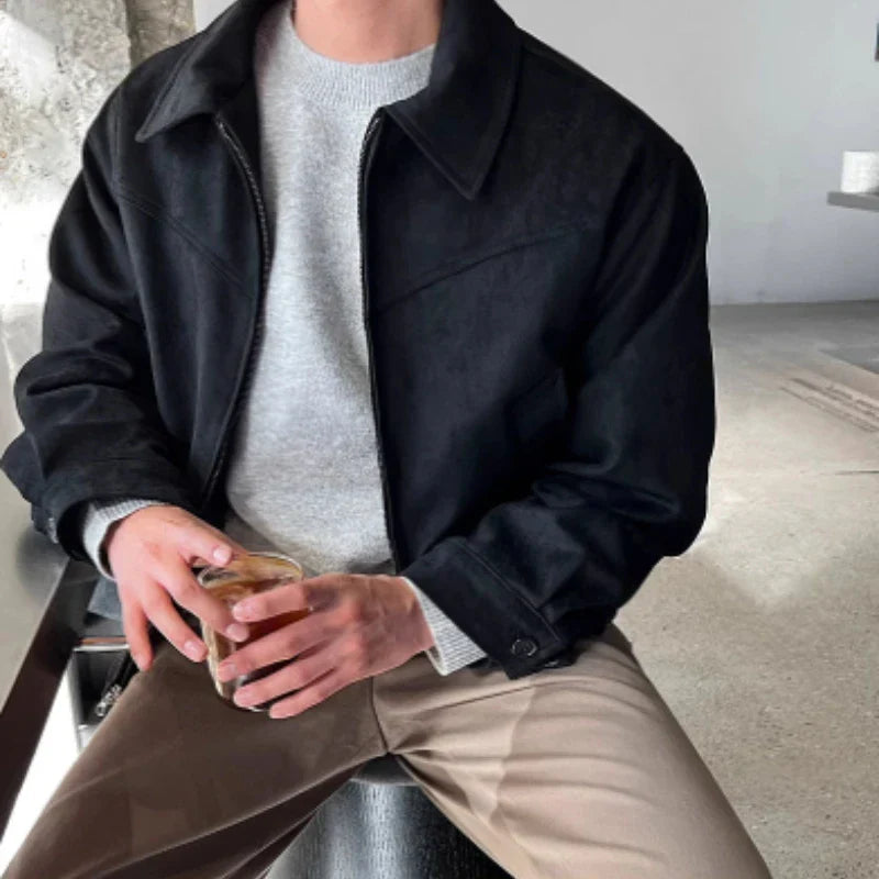 Levoire | Veste En Suède Rétro Avec Col Pour Hommes