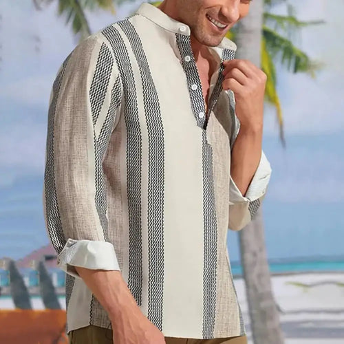 Levoire | Chemise À Manches Longues Avec Col Montant Pour Hommes
