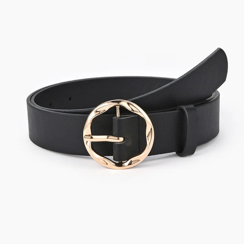 Levoire | Ceinture Femme Moderne Élégante Avec Boucle Dorée Noir 105CM