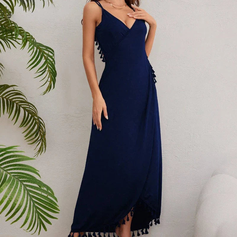 Levoire | Robe D'Été Dos Nu Avec Fente Bleu