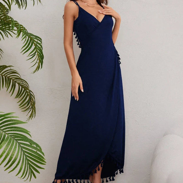 Levoire | Robe D'Été Dos Nu Avec Fente Bleu
