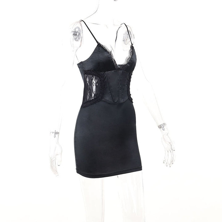 Levoire | Zip Sans Bretelles Profond V-Lace Dos Nu Mini Robe