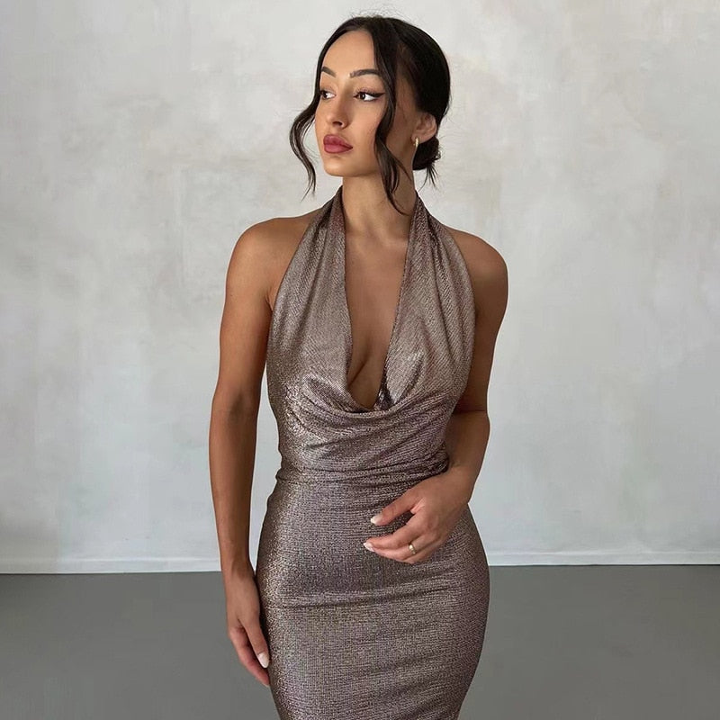 Levoire | Robe Maxi À Volants Métallisés Sans Manches